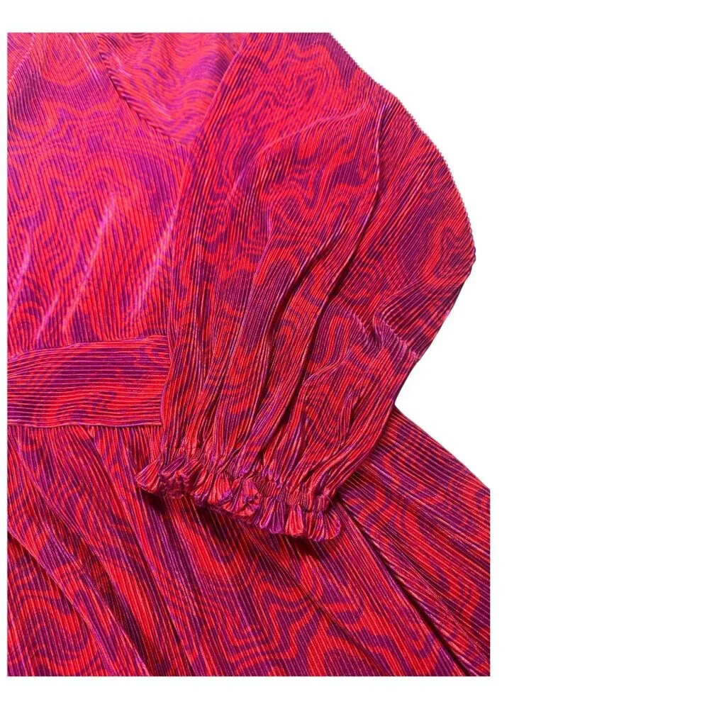 NWT Nina Parker Prism Maxi Dress  Keyhole Pleated Orange Pink 3X - Picture 5 of 9